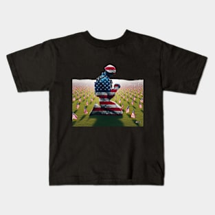 American Military Soldier Praying by focusln Kids T-Shirt